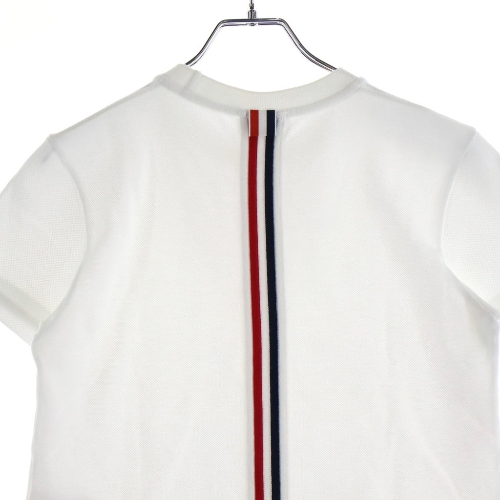 THOM BROWNE(トムブラウン) バックストライプ クラシックコットンピケ クルーネック 半袖Tシャツ カットソー ホワイト レディース FJS013A-00050100