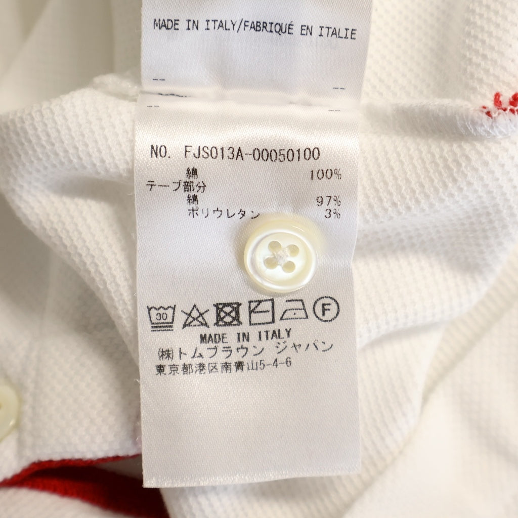 THOM BROWNE(トムブラウン) バックストライプ クラシックコットンピケ クルーネック 半袖Tシャツ カットソー ホワイト レディース FJS013A-00050100