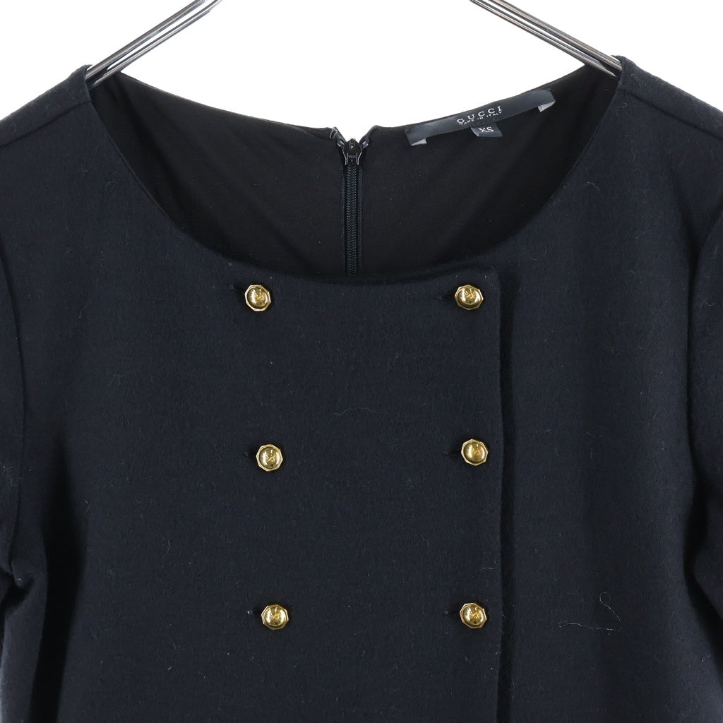 GUCCI(グッチ) Wool Dress 金ボタン ウールドレス ワンピース ブラック 310717 X1219 レディース