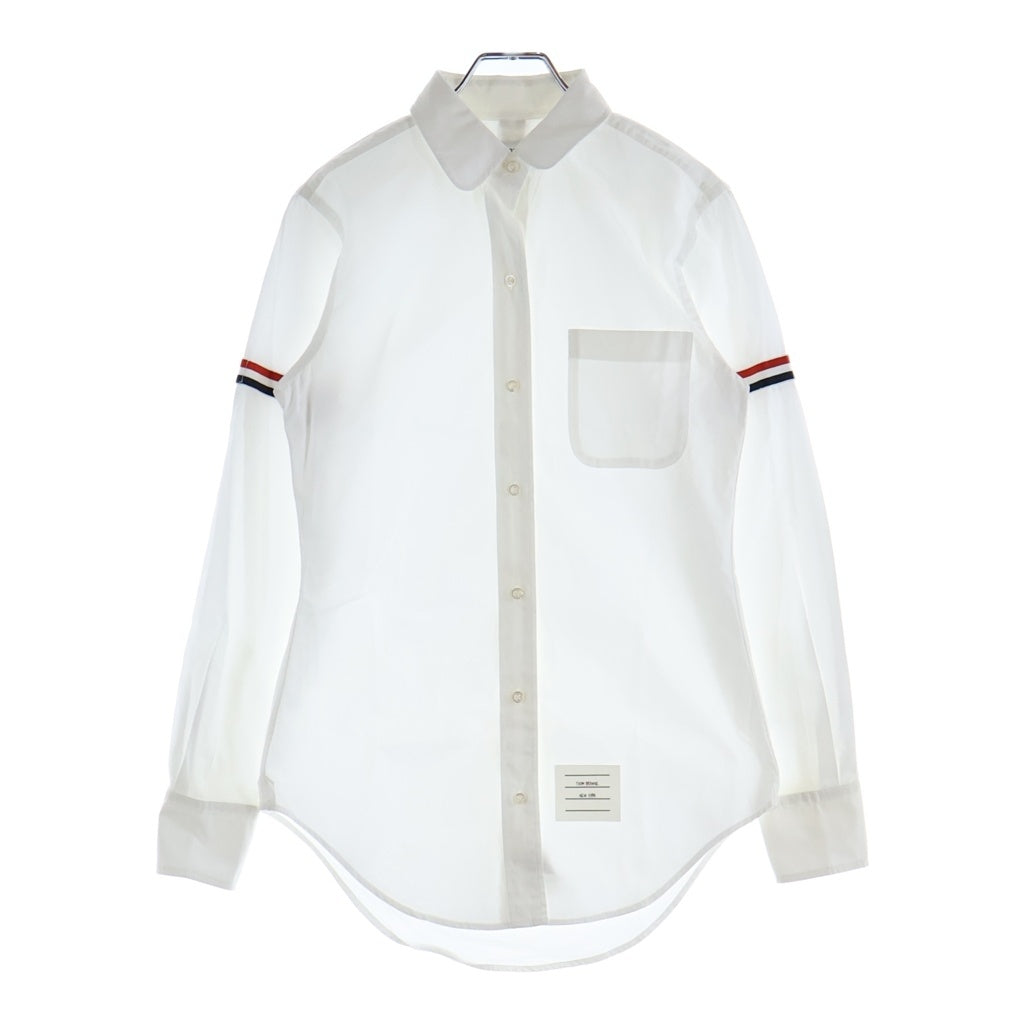 THOM BROWNE(トムブラウン) アームバンド クラシック ラウンドカラー オックスフォード 長袖シャツ ホワイト レディース