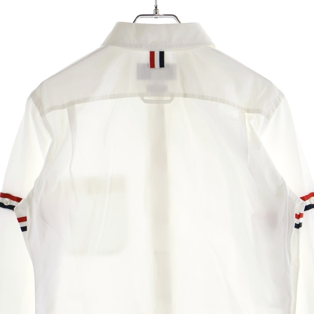 THOM BROWNE(トムブラウン) アームバンド クラシック ラウンドカラー オックスフォード 長袖シャツ ホワイト レディース