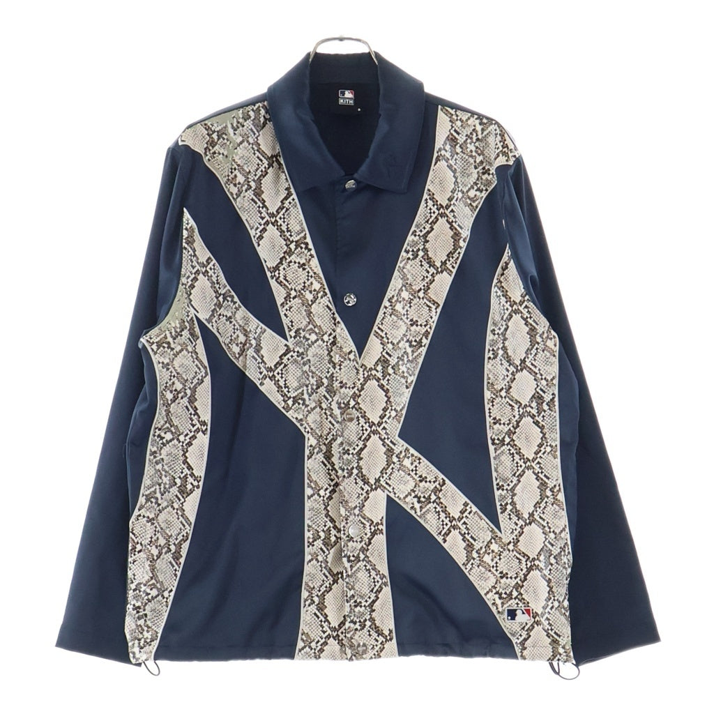 KITH(キス) ×Major League Baseball New York Yankees Snakeskin Coaches Jacket メジャー リーグ ベースボール ニューヨーク ヤンキース スネークスキン コーチ ジャケット ネイビー KT-870