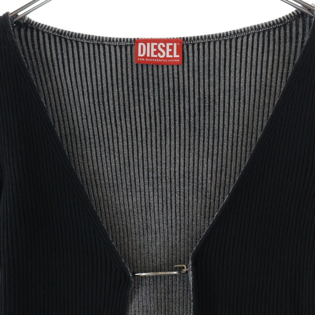 DIESEL(ディーゼル) 24SS M-LATINA オーバルDプレート ニットカーディガン ブラック レディース A14846