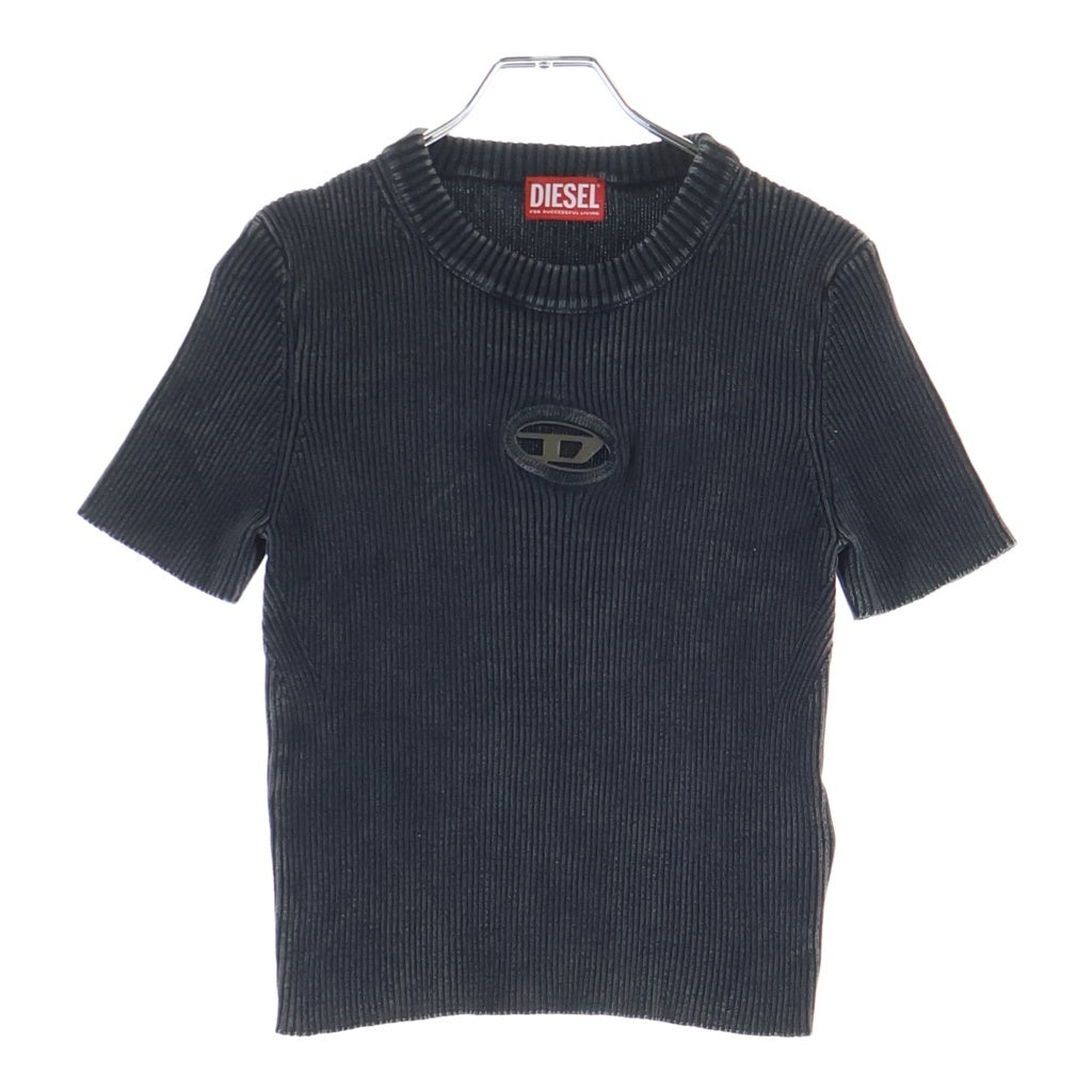 DIESEL(ディーゼル) M-ANCHOR-A-SS オーバルD リブニット 半袖Tシャツ ブラック A16249 レディース