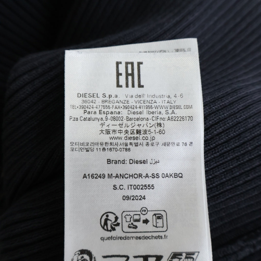 DIESEL(ディーゼル) M-ANCHOR-A-SS オーバルD リブニット 半袖Tシャツ ブラック A16249 レディース
