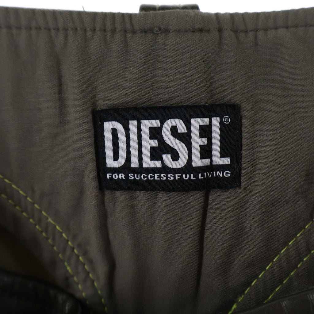 DIESEL(ディーゼル) P-CIRSIUM フェイクレザー スリム ストレート ロングパンツ ブラウン レディース A08583