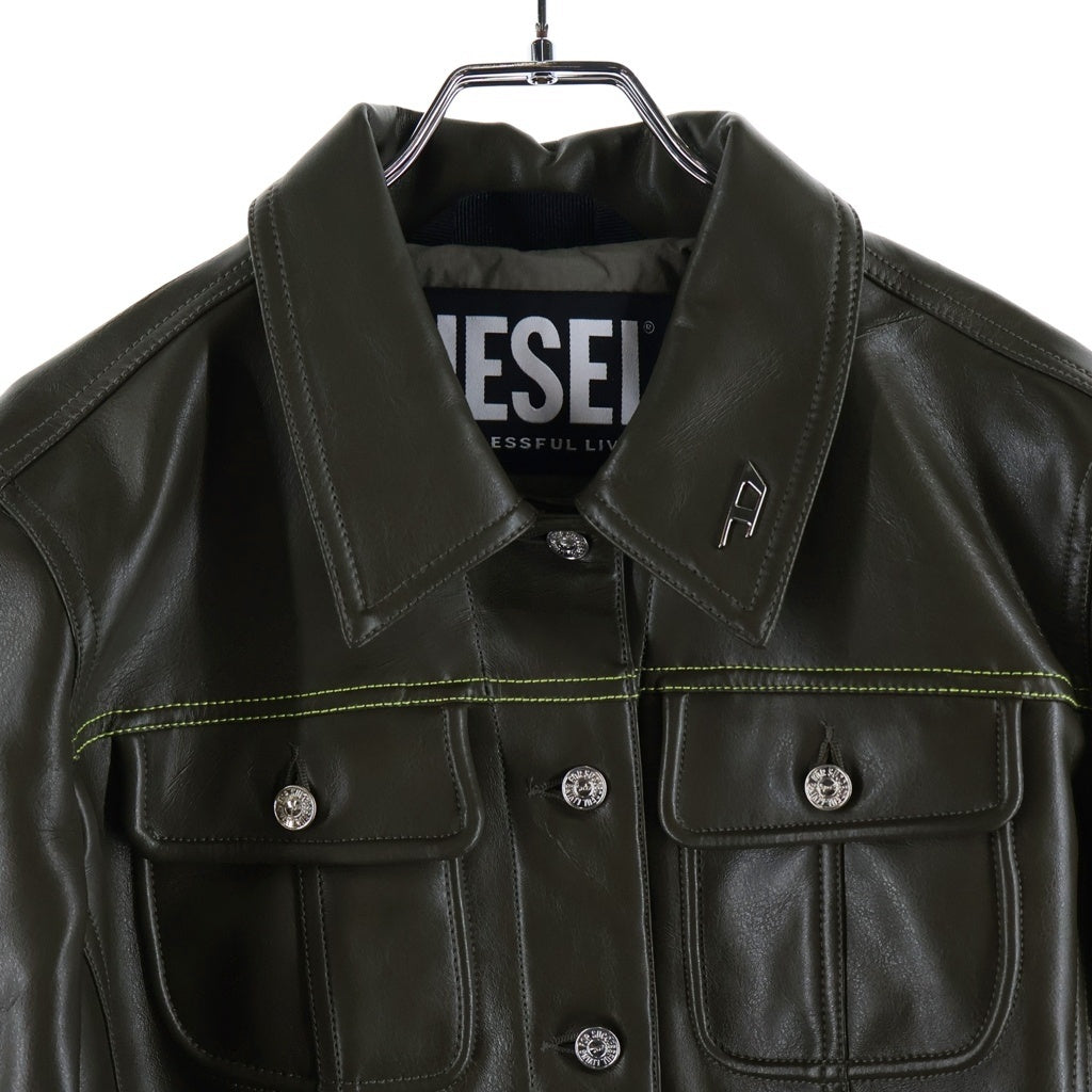 DIESEL(ディーゼル) G-CALLE フェイクレザー トラッカージャケット ブラウン レディース A08794