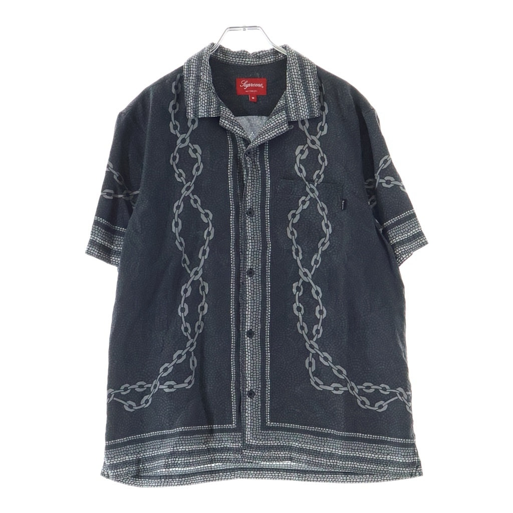 SUPREME(シュプリーム) 20SS Mosaic Silk S/S Shirt モザイク シルク 半袖シャツ ブラック
