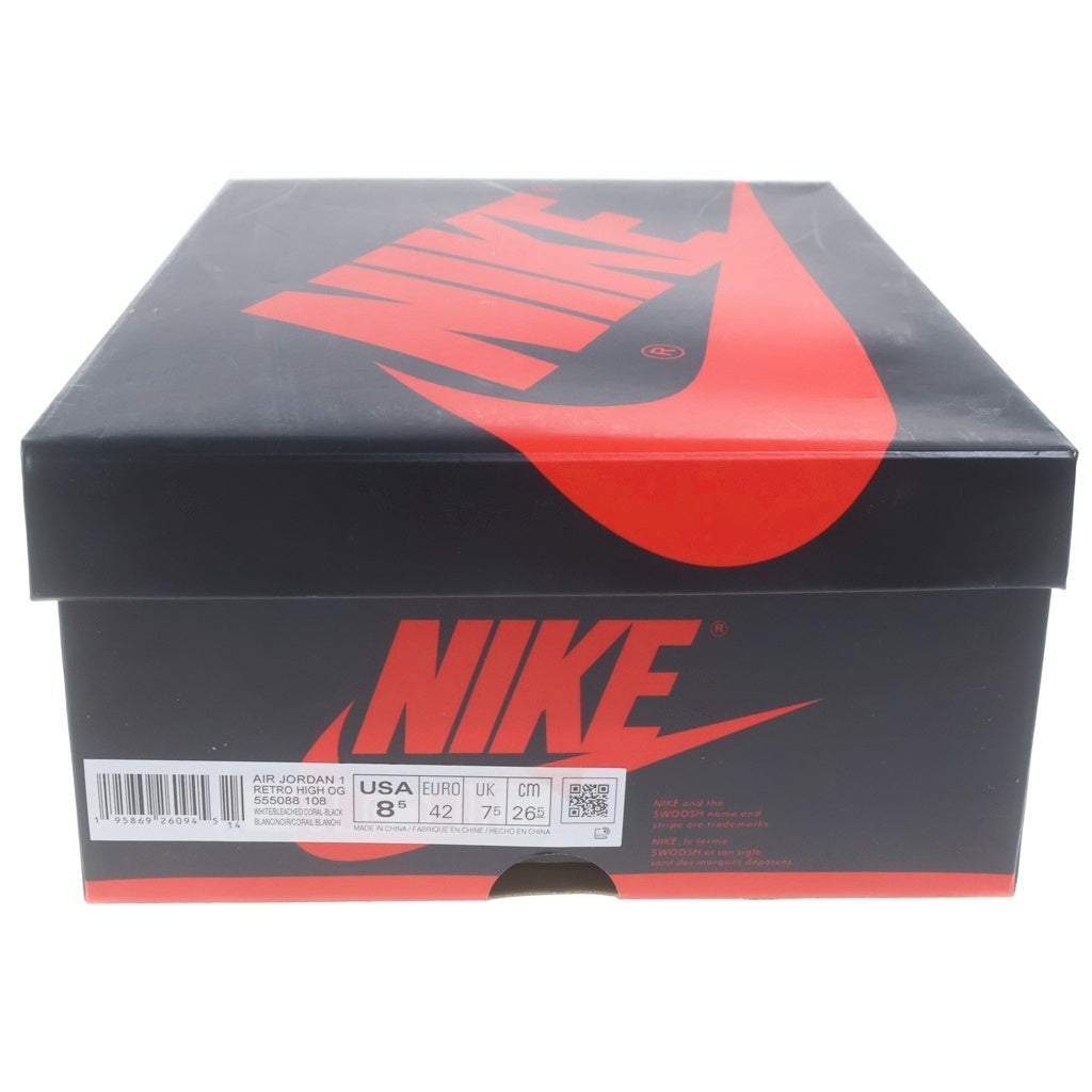 NIKE(ナイキ) AIR JORDAN 1 HIGH BLEACHED CORAL 555088-108 エアジョーダン1 OG ハイカットスニーカー ブラック/ホワイト/グレー US8.5/26.5cm