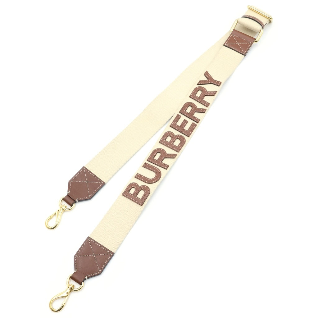 BURBERRY(バーバリー) ロゴレザーパッチ ステッチデザイン ゴールド金具 バッグストラップ ショルダーベルト ベージュ/ブラウン 8055168