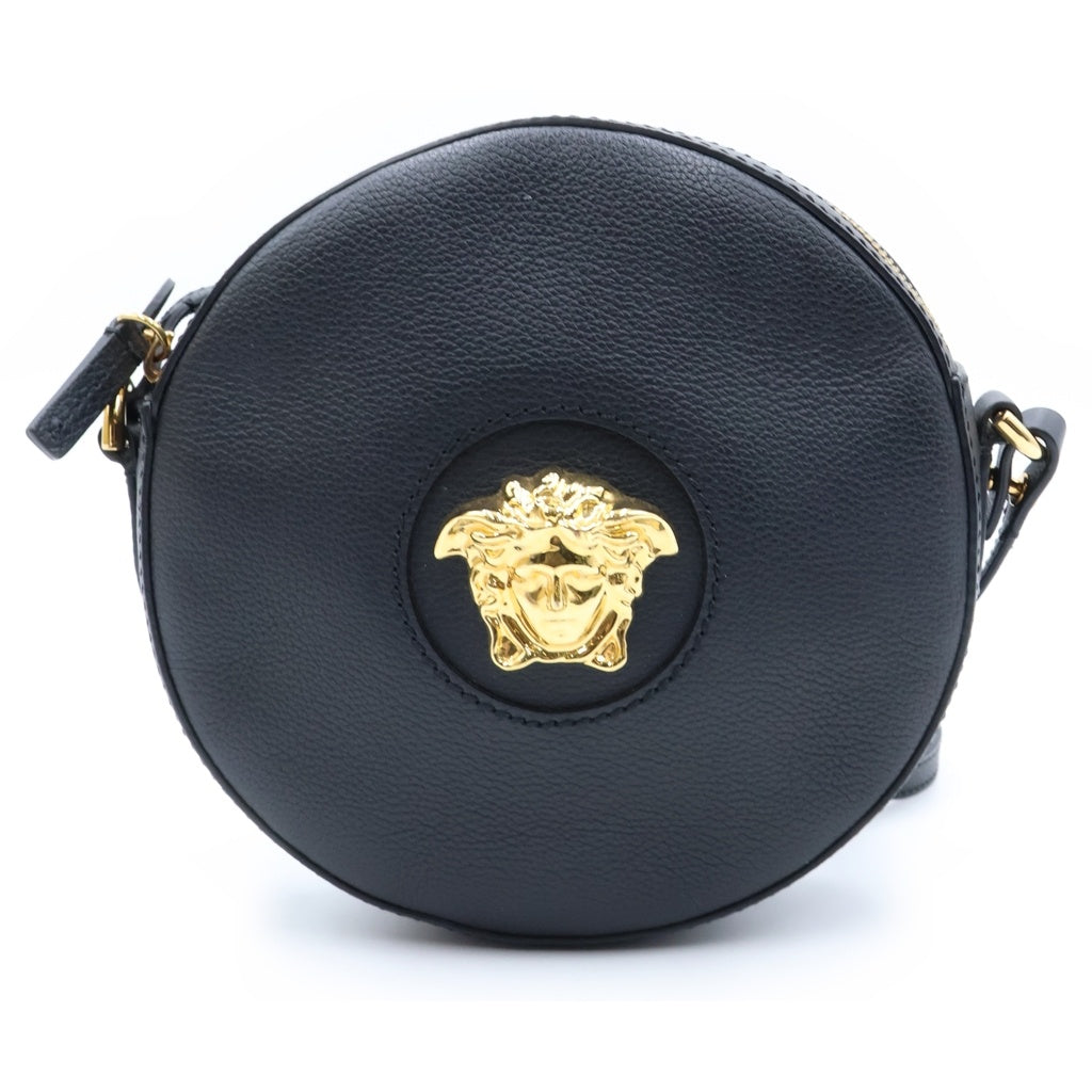VERSACE(ヴェルサーチ) La Medusa Round Crossbody Bag メデューサ ラウンド レザーショルダーバッグ レディース ブラック DBFI050