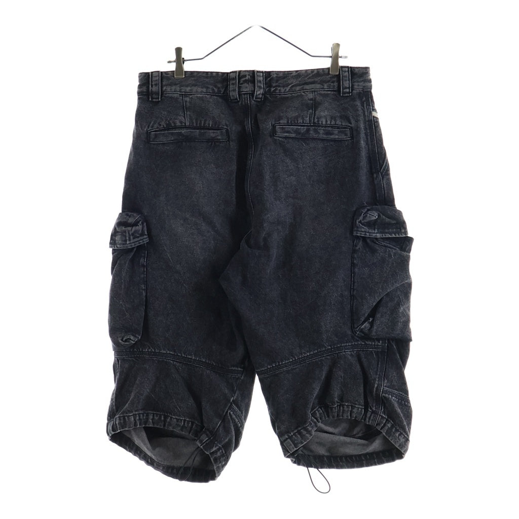 DIESEL(ディーゼル) 24SS D-ARNE-SHORT-S 絞り加工 デニム カーゴ ショート パンツ ジョーツ ブラック A15001