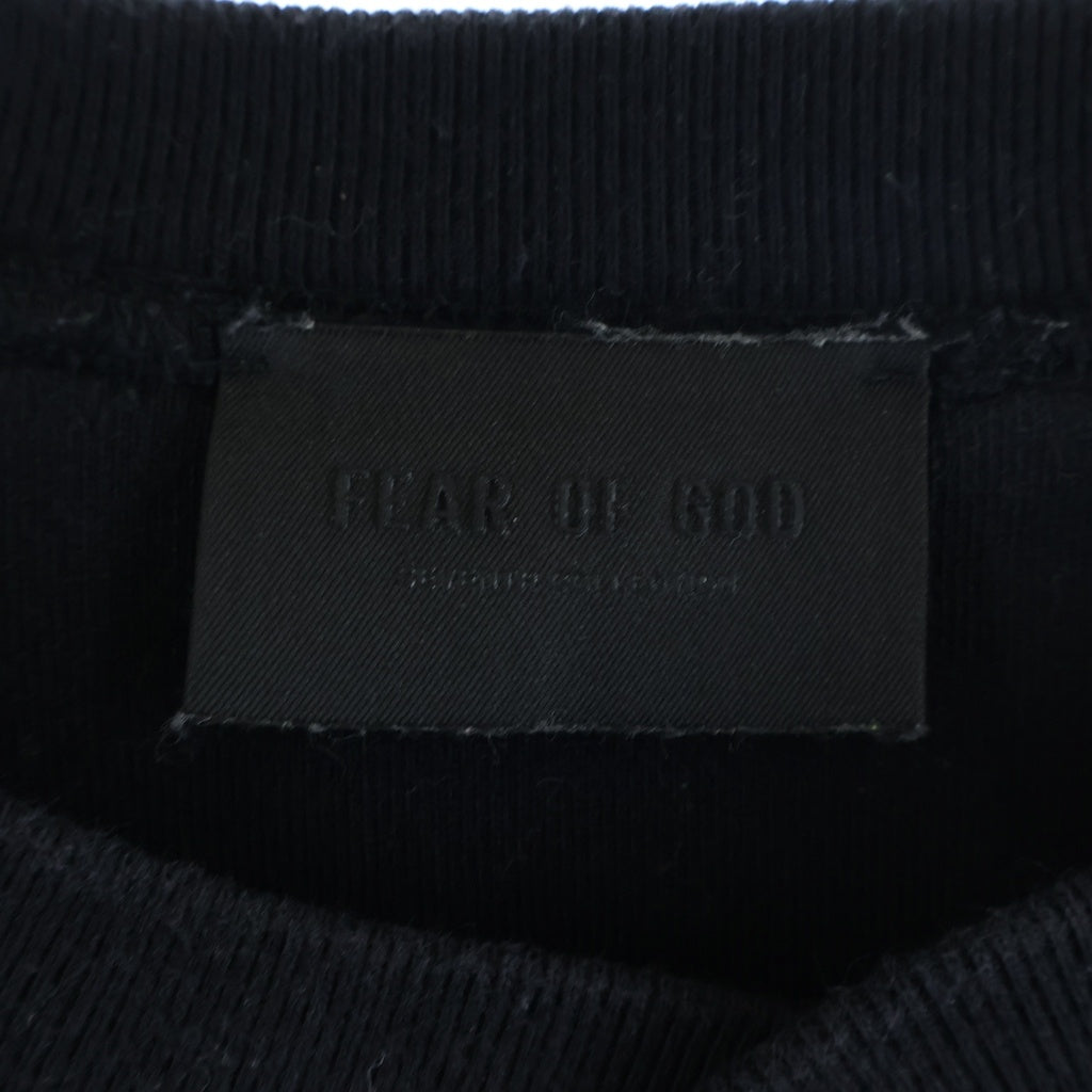 FEAR OF GOD(フィアオブゴッド) フロントGパッチデザイン クルーネック ロングスリーブ スウェット トレーナー ブラック FG50-054-014