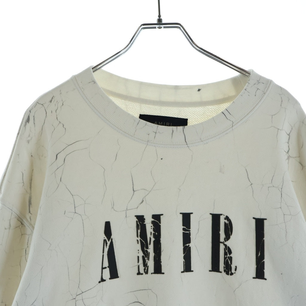 AMIRI(アミリ) ひび割れ総柄デザイン クルーネック ロングスリーブ スウェット トレーナー ホワイト SRPS23MJL025SMRSTH4