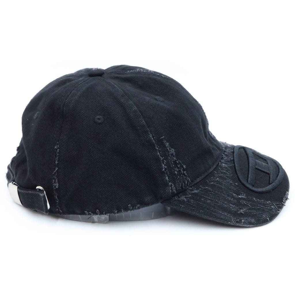 DIESEL(ディーゼル) オーバルDデザイン ダメージ加工 6パネル ベースボールキャップ 帽子 ブラック A17407