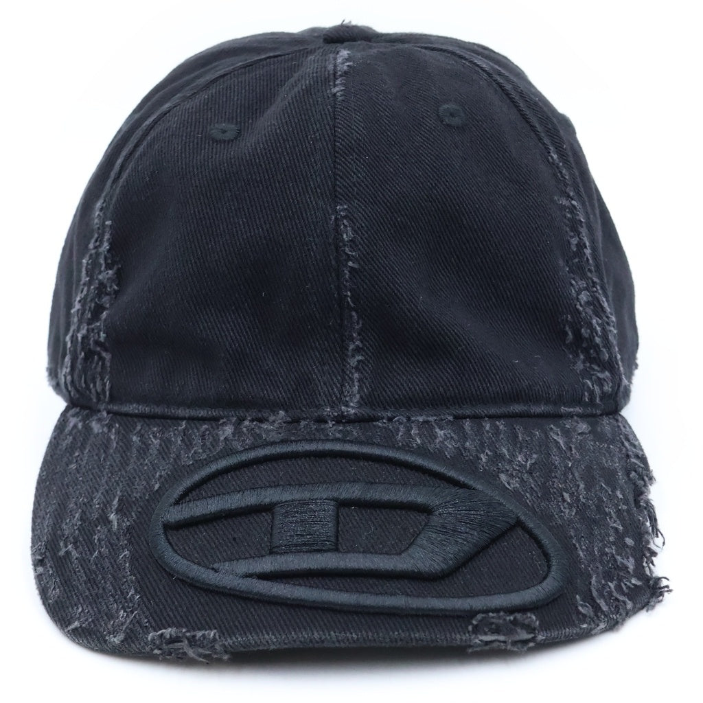 DIESEL(ディーゼル) オーバルDデザイン ダメージ加工 6パネル ベースボールキャップ 帽子 ブラック A17407