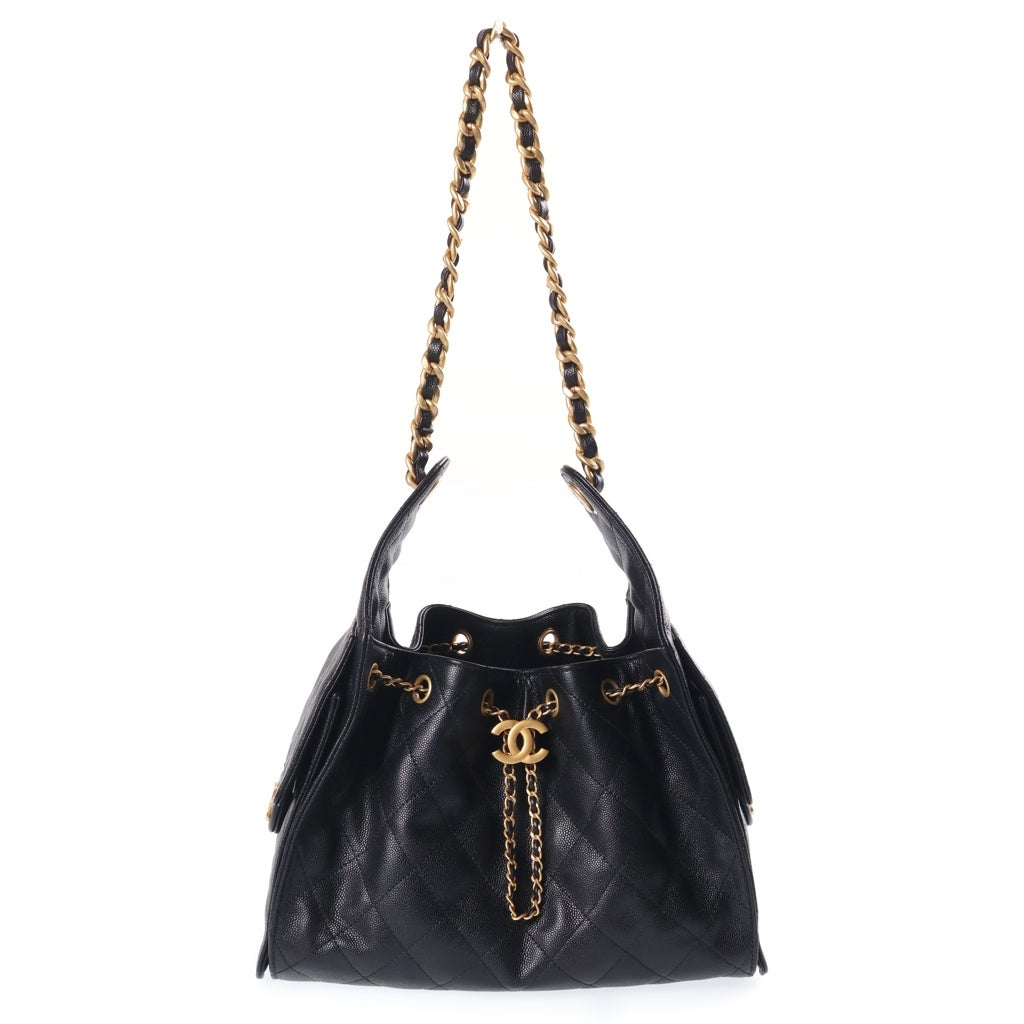 CHANEL(シャネル) シャネル 25 スモール キャビアスキン チェーンショルダーバッグ ブラック ゴールド金具 ランダムシリアル AS5293 レディース