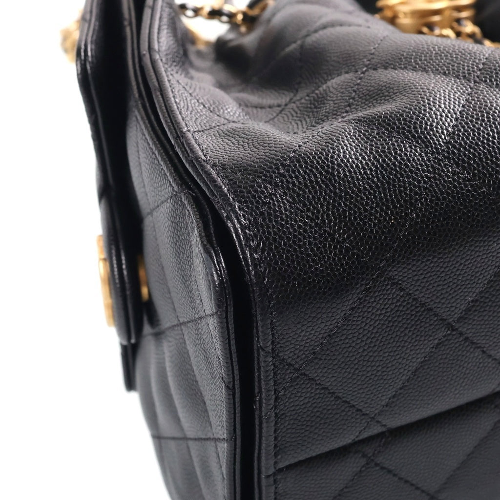CHANEL(シャネル) シャネル 25 スモール キャビアスキン チェーンショルダーバッグ ブラック ゴールド金具 ランダムシリアル AS5293 レディース