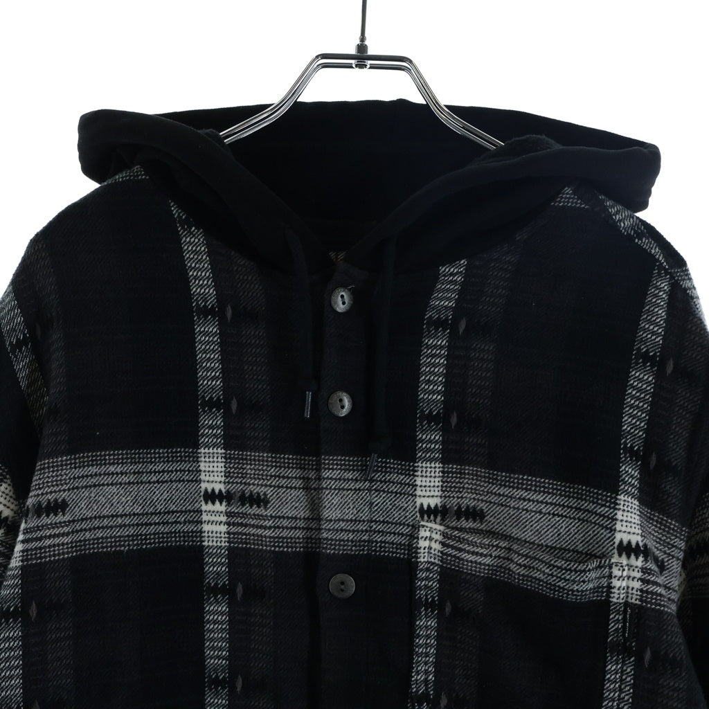 SUPREME(シュプリーム) 18AW Hooded Jacquard Flannel Shirt フーデッドジャガードフランネルチェックシャツ ブラック