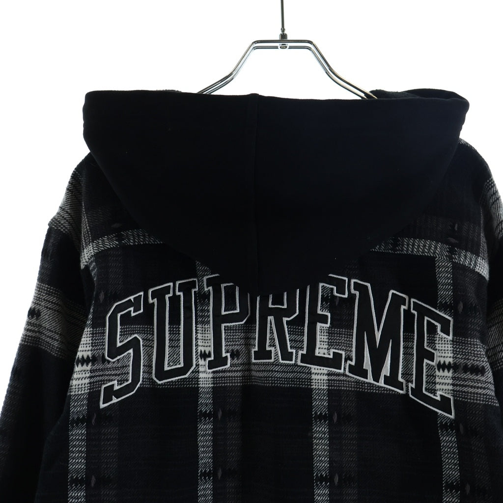 SUPREME(シュプリーム) 18AW Hooded Jacquard Flannel Shirt フーデッドジャガードフランネルチェックシャツ ブラック
