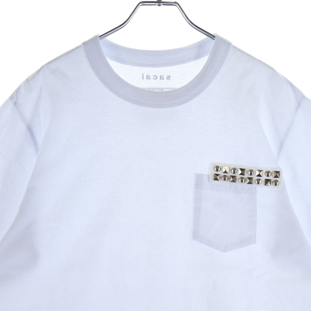 Sacai(サカイ) 25AW Studded Cotton Jersey T-Shirt スタッズ装飾 クルーネック 半袖Tシャツ カットソー ホワイト 25-01133S