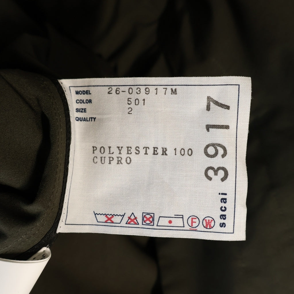 Sacai(サカイ) 26SS Weathercloth Blouson ウェザークロス ブルゾン ジップアップ ジャケット カーキ 26-03917M