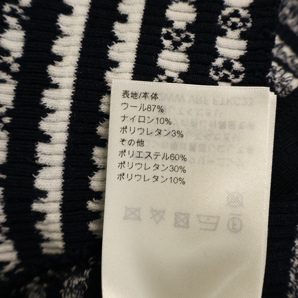 LOUIS VUITTON(ルイヴィトン) モノグラムパターン ショート丈 ボーダー ボタン ニット セーター レディース ブラック/ホワイト RW252WW VRF FTKC23