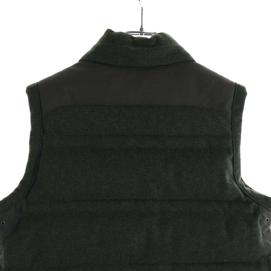 White Mountaineering(ホワイトマウンテニアリング) 09AW ウィンドストッパー 裏地チェック柄切替 マルチポケット ダウン ベスト カーキ/レッド WM973216