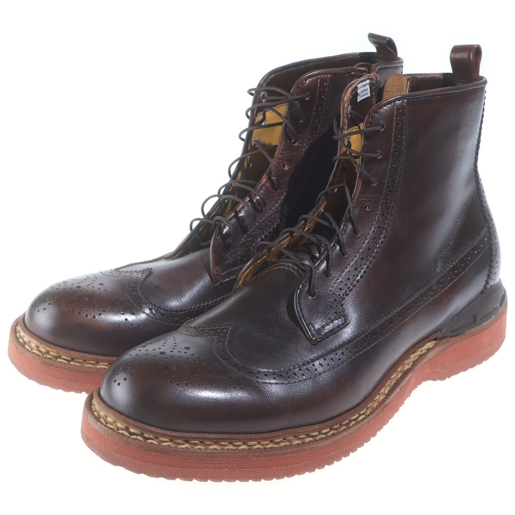 VISVIM(ヴィスヴィム) PATRICIAN MID W.T.-FOLK パトリシアン ミッド ウイングチップ フォルク レースアップ レザーブーツ ブラウン