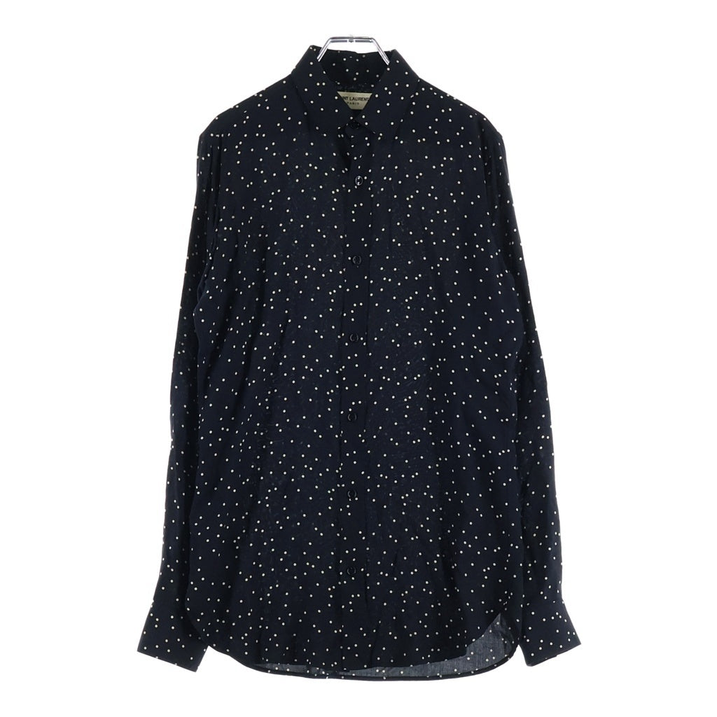 SAINT LAURENT PARIS(サンローランパリ) 15SS ポルカドット 総柄 レーヨン 長袖シャツ ブラック 376954 Y935L