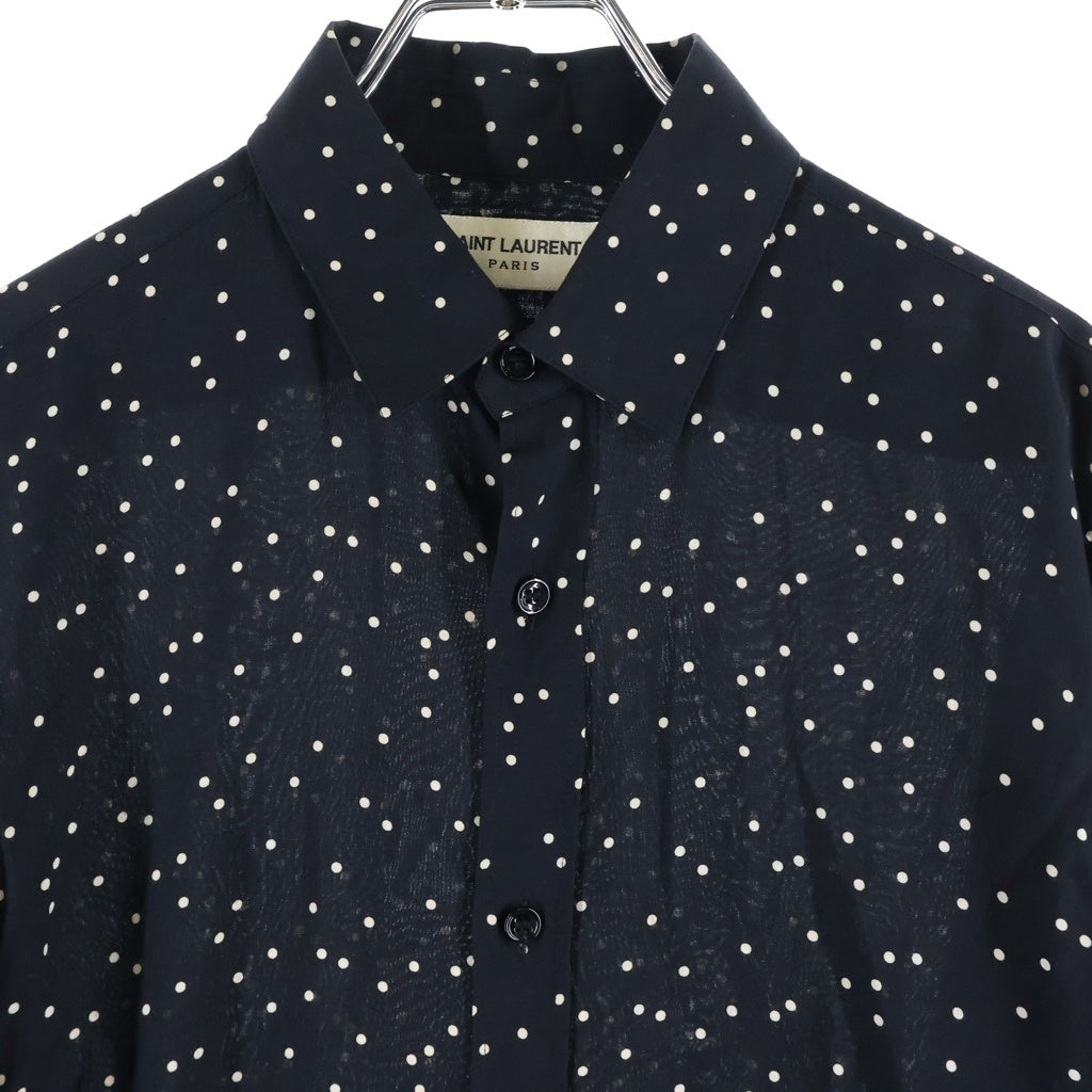 SAINT LAURENT PARIS(サンローランパリ) 15SS ポルカドット 総柄 レーヨン 長袖シャツ ブラック 376954 Y935L