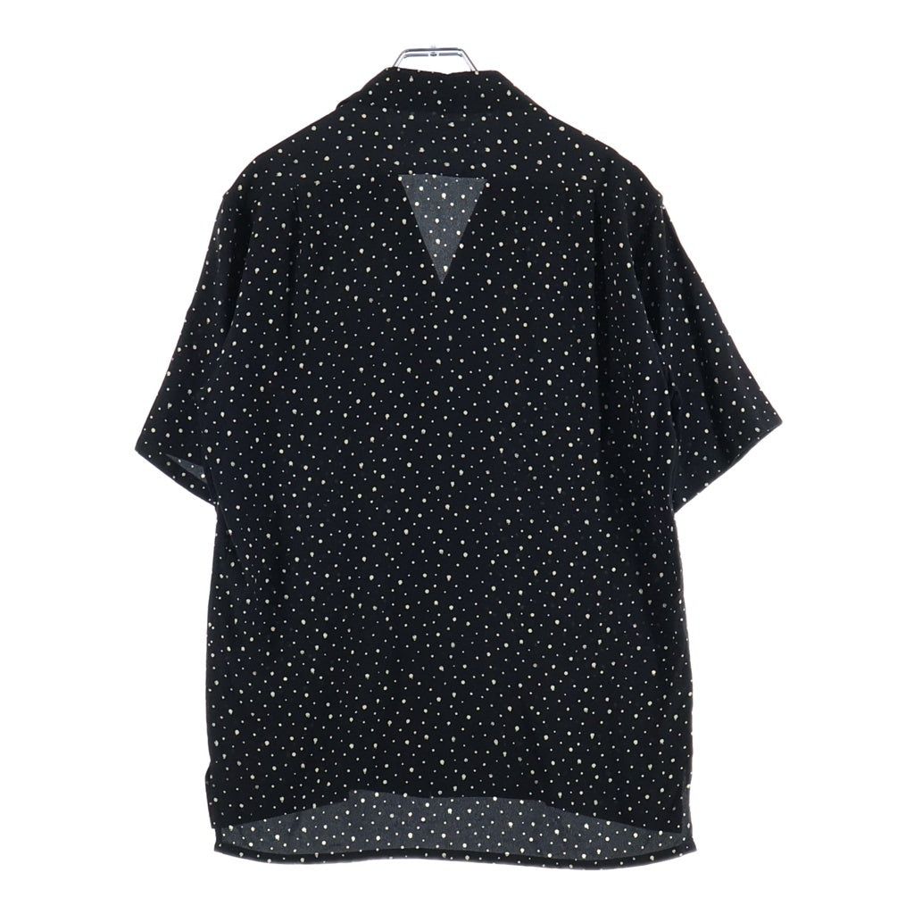SAINT LAURENT PARIS(サンローランパリ) 19SS ドット 総柄 シルク オープンカラー 半袖シャツ ブラック 531956 Y104V