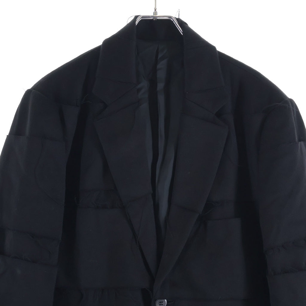 ALMOSTBLACK(オールモストブラック) 20AW カットオフ 再構築 ノッチドラペル テーラードジャケット ブラック 20AW-JK01