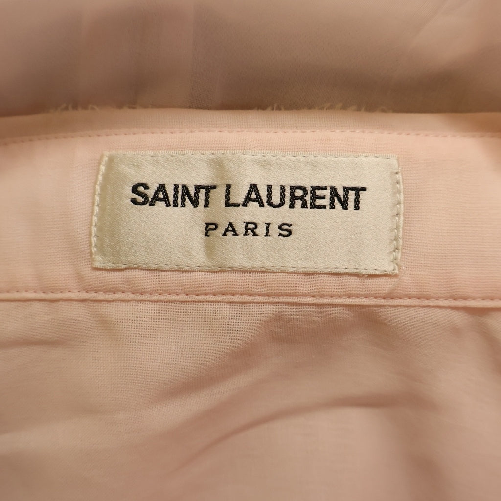 SAINT LAURENT PARIS(サンローランパリ) 16SS ダメージ加工 シースルー プリーツ 長袖シャツ ピンク 415178 Y715L