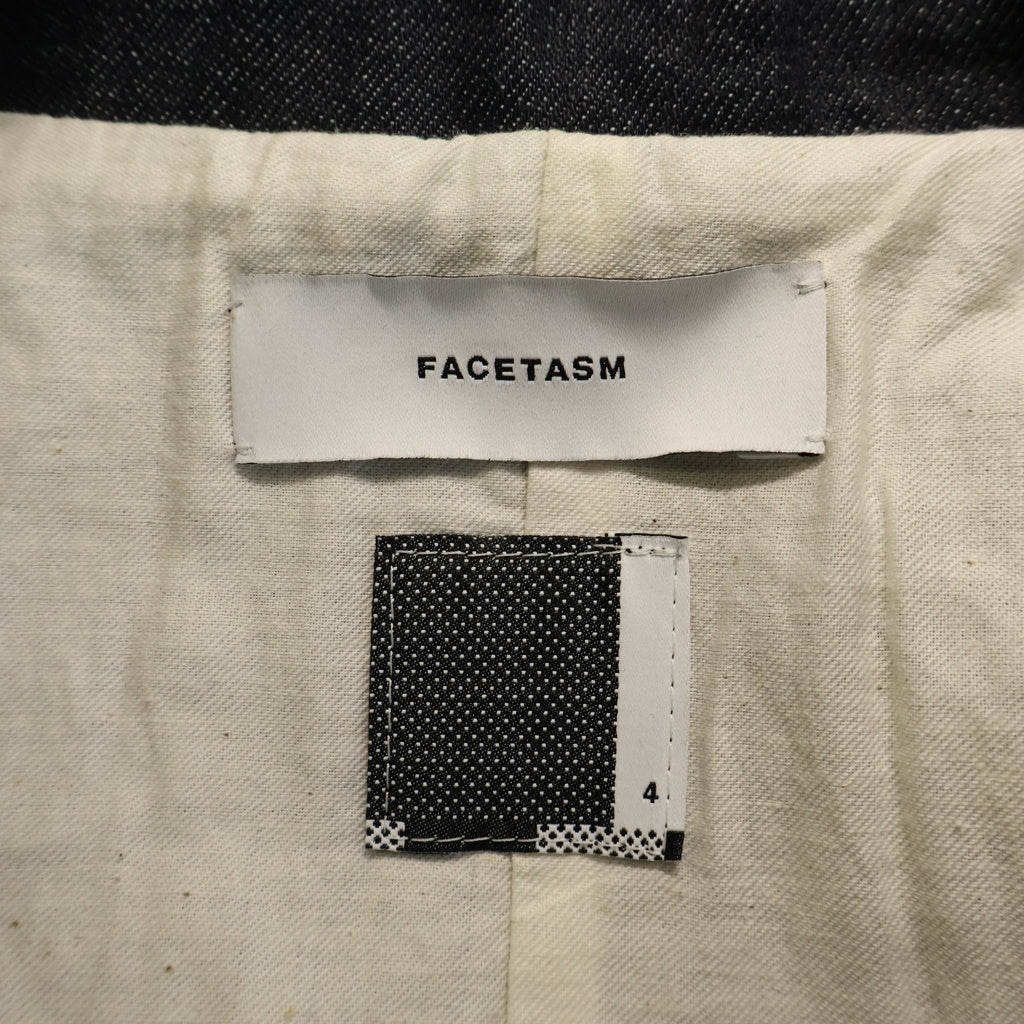 FACETASM(ファセッタズム) レザー切り替え デニム ダブル ライダース ベスト ブラック/インディゴ BQ-JK-M10