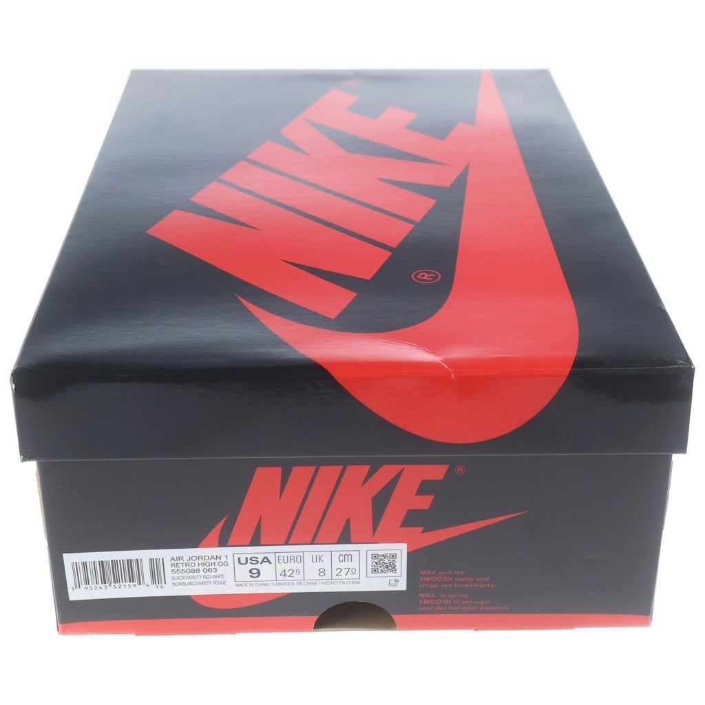 NIKE(ナイキ) AIR JORDAN1 HIGH OG PATENT BRED 555088-063 エアジョーダン1 パテント ブレッド ハイカットスニーカー ブラック/レッド US9/27cm