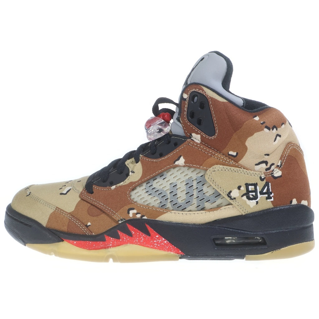 NIKE(ナイキ) ×Supreme AIR JORDAN5 RETRO DESERT CAMO 824371-201 シュプリーム エアジョーダン5 レトロ デザート カモ ハイカットスニーカー ブラウン/ベージュ US9.5/27.5cm