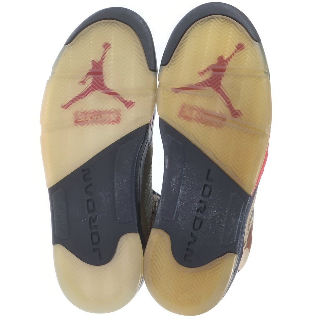 NIKE(ナイキ) ×Supreme AIR JORDAN5 RETRO DESERT CAMO 824371-201 シュプリーム エアジョーダン5 レトロ デザート カモ ハイカットスニーカー ブラウン/ベージュ US9.5/27.5cm