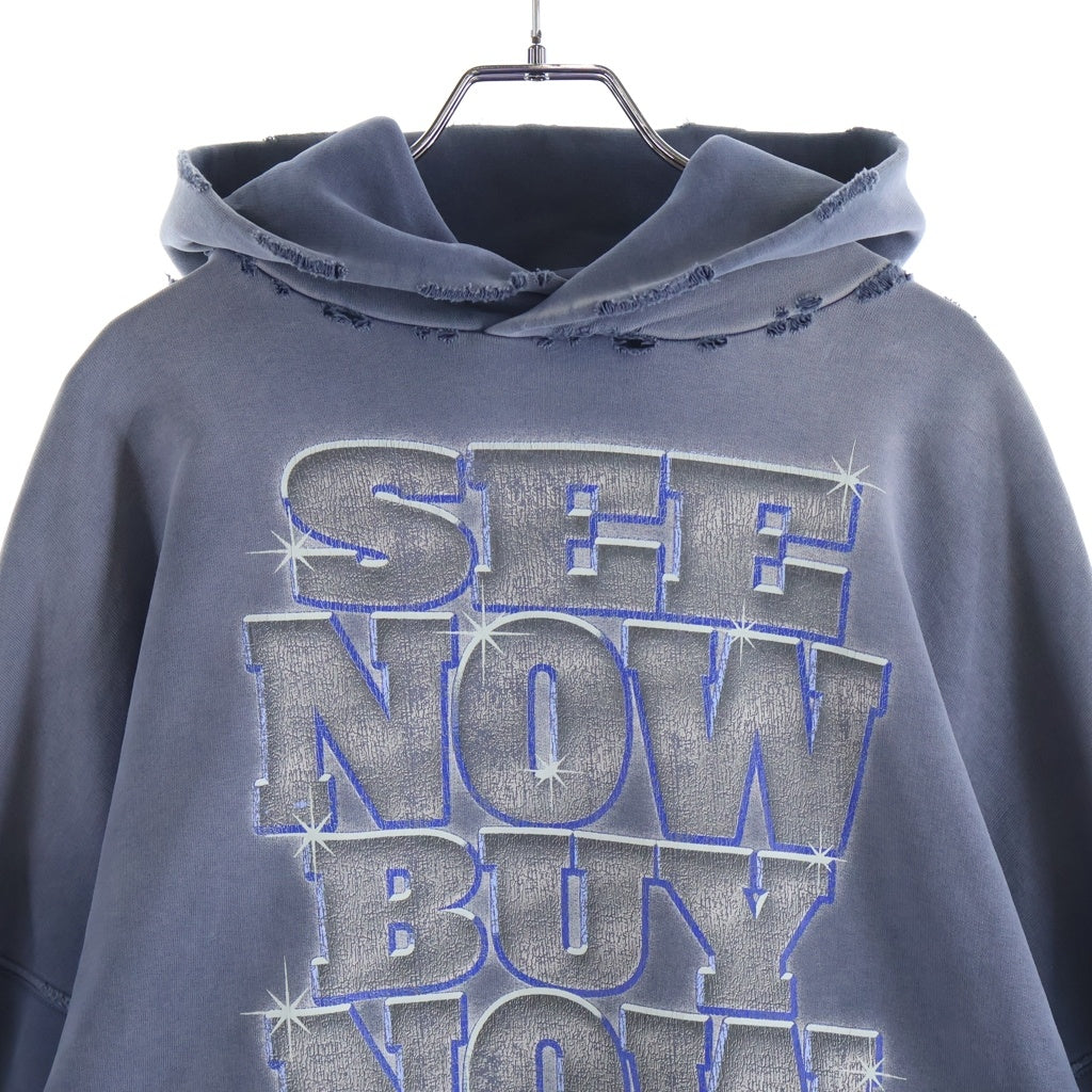 BALENCIAGA(バレンシアガ) 24SS Large Fit Hoodie ラージフィットフーディー パーカー ウォッシュド加工 ブルー 739024