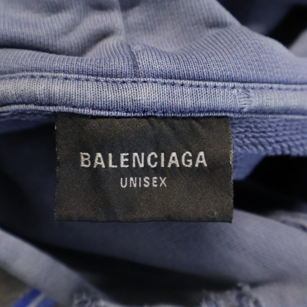 BALENCIAGA(バレンシアガ) 24SS Large Fit Hoodie ラージフィットフーディー パーカー ウォッシュド加工 ブルー 739024