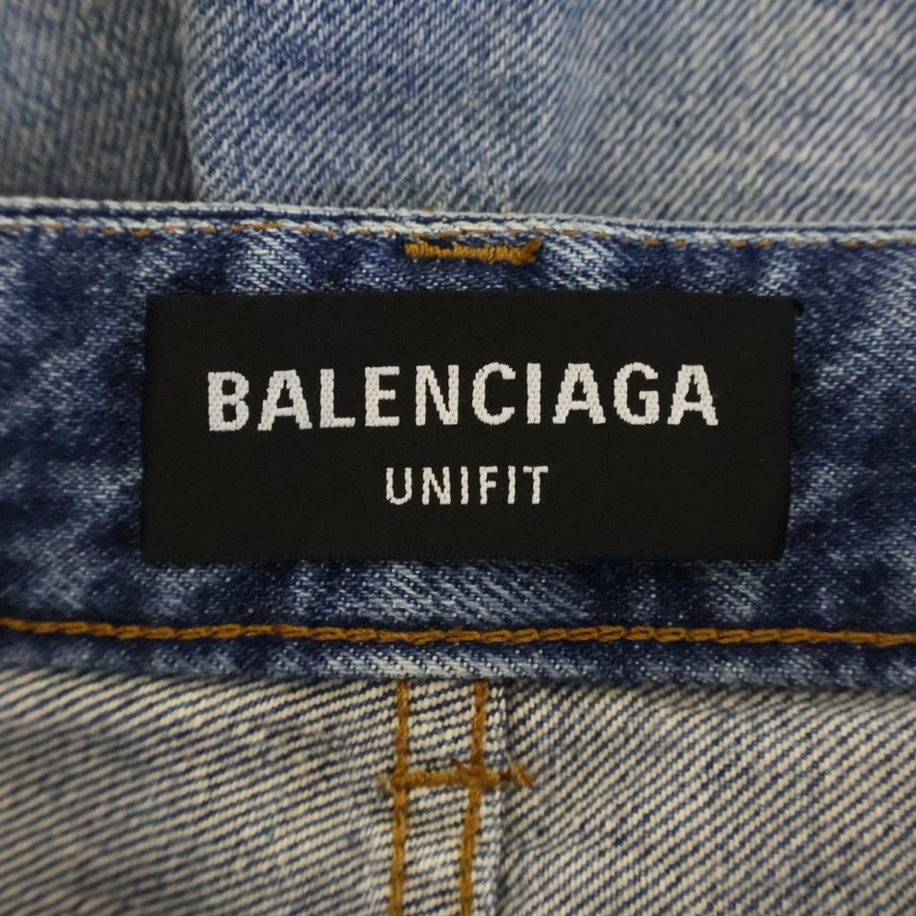 BALENCIAGA(バレンシアガ) 22AW Low Crotch Jeans クラッシュ加工ウォッシュド バギーデニムパンツ ジーンズ インディゴ 706652 TBP48