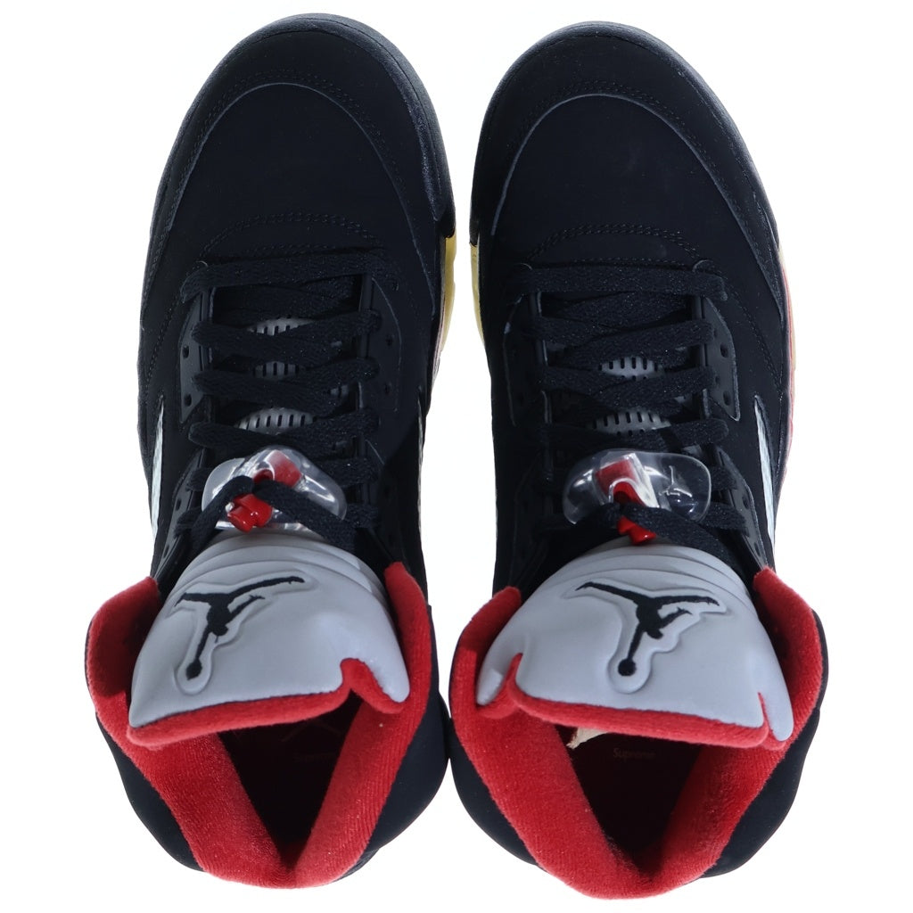 NIKE(ナイキ) 【鑑賞用 2015年製】×SUPREME AIR JORDAN 5 RETRO 824371-001 シュプリーム エアジョーダン5 レトロ ハイカットスニーカー ブラック US9/27cm