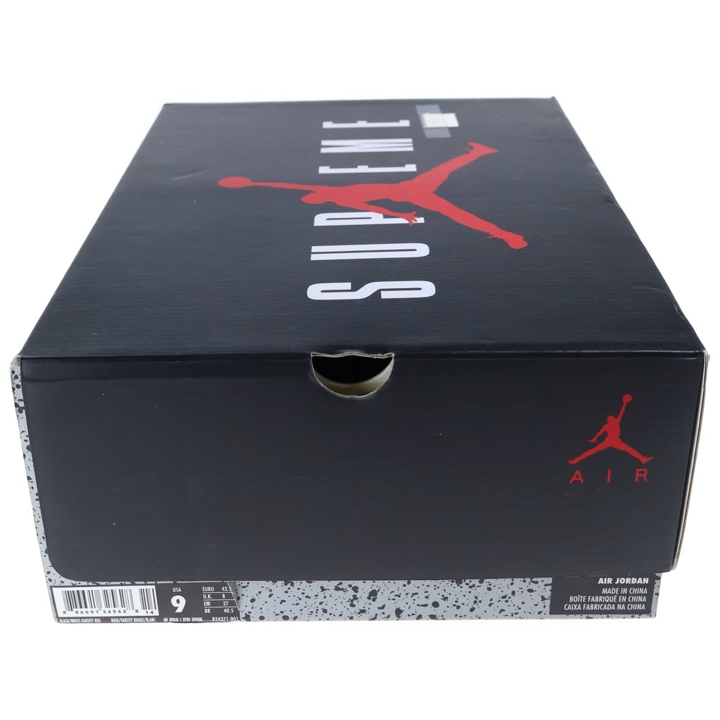 NIKE(ナイキ) 【鑑賞用 2015年製】×SUPREME AIR JORDAN 5 RETRO 824371-001 シュプリーム エアジョーダン5 レトロ ハイカットスニーカー ブラック US9/27cm