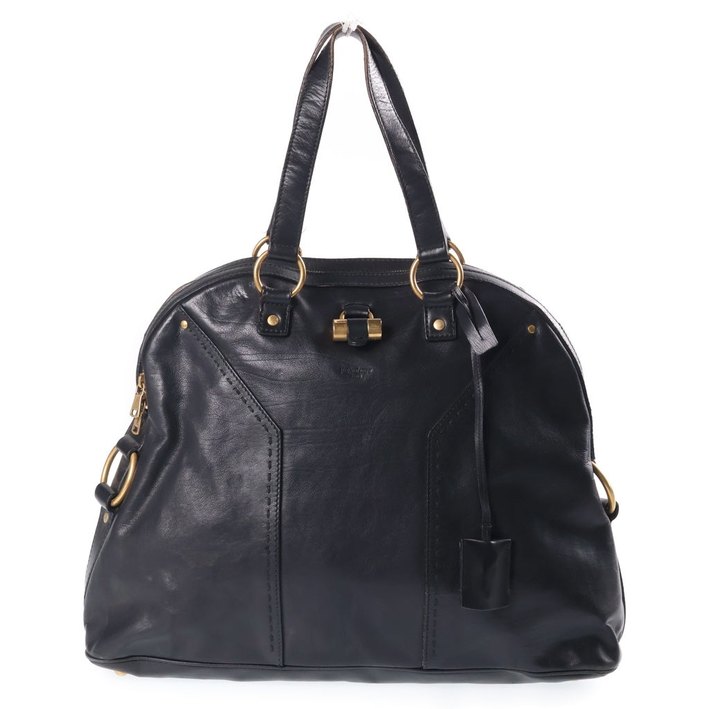 Yves Saint Laurent rive gauche(イヴサンローランリヴゴーシュ) ミューズ パテントレザー ショルダー トートバッグ ブラック 153959 レディース