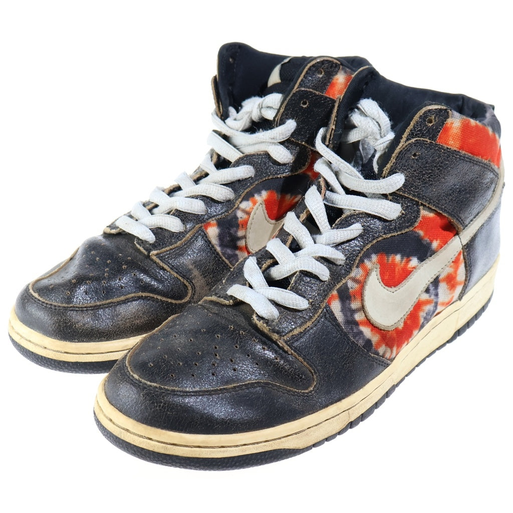 NIKE(ナイキ) 【観賞用 2004年製】×HUF DUNK HIGH PRO SB TIE-DYE 305050-102 ハフ ダンク プロ ハイカットスニーカー ブラック/オレンジ US10/28cm