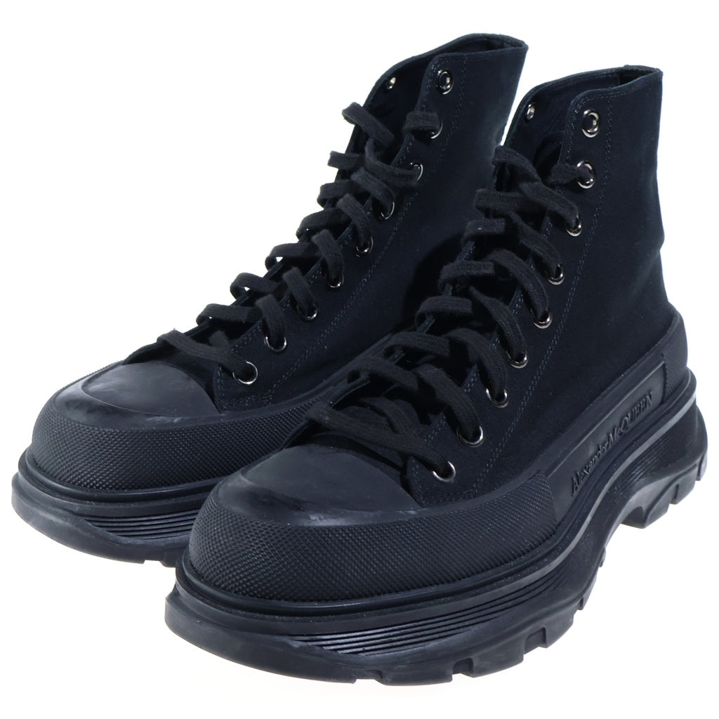 Alexander McQueen(アレキサンダーマックイーン) トレット スリック キャンバス レースアップ ハイカットスニーカー ブラック 604254