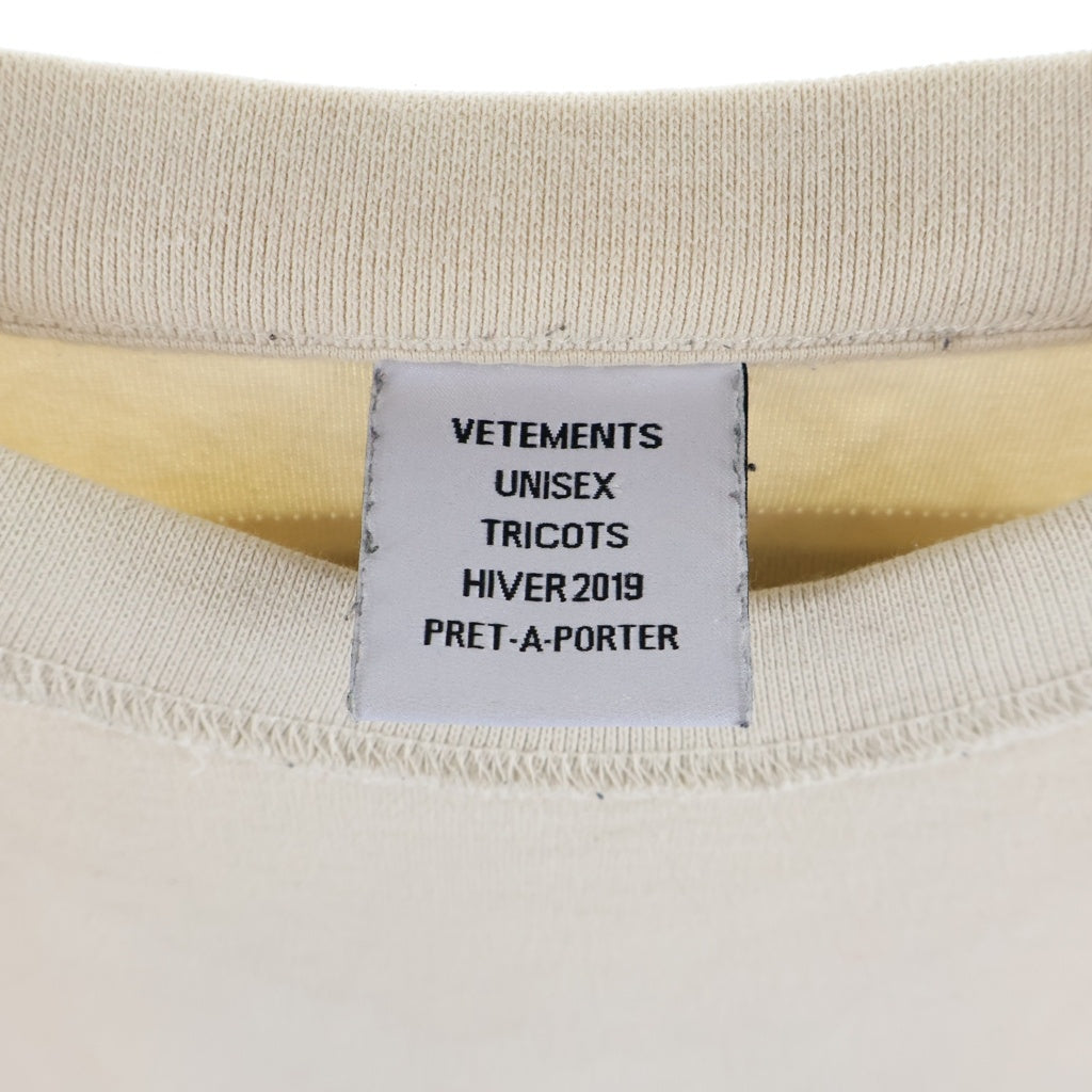 VETEMENTS(ヴェトモン) 18AW インサイドアウト クルーネック 半袖Tシャツ カットソー ベージュ