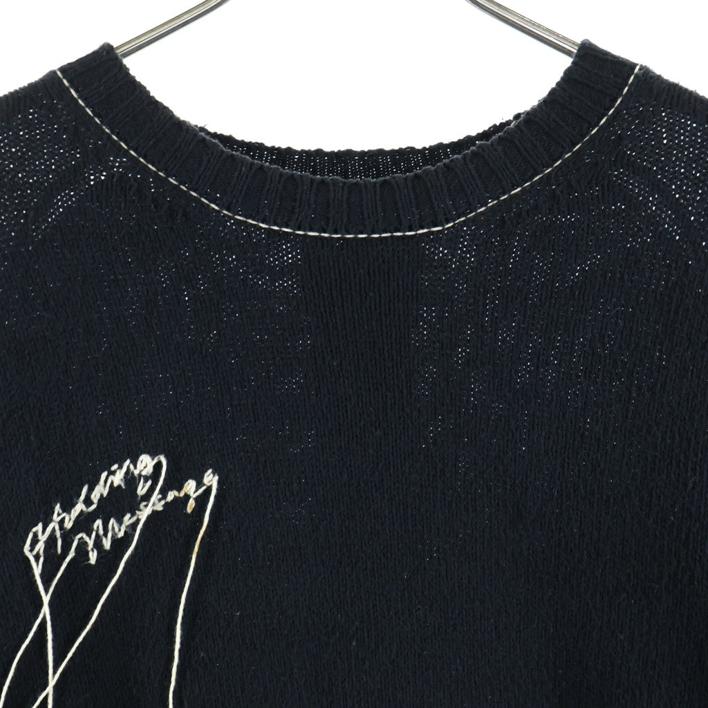 doublet(ダブレット) 20SS HIDDEN MESSAGE KNITWEAR ヒドゥン メッセージ ニットウェア ダメージ セーター ブラック 20SS21KN30