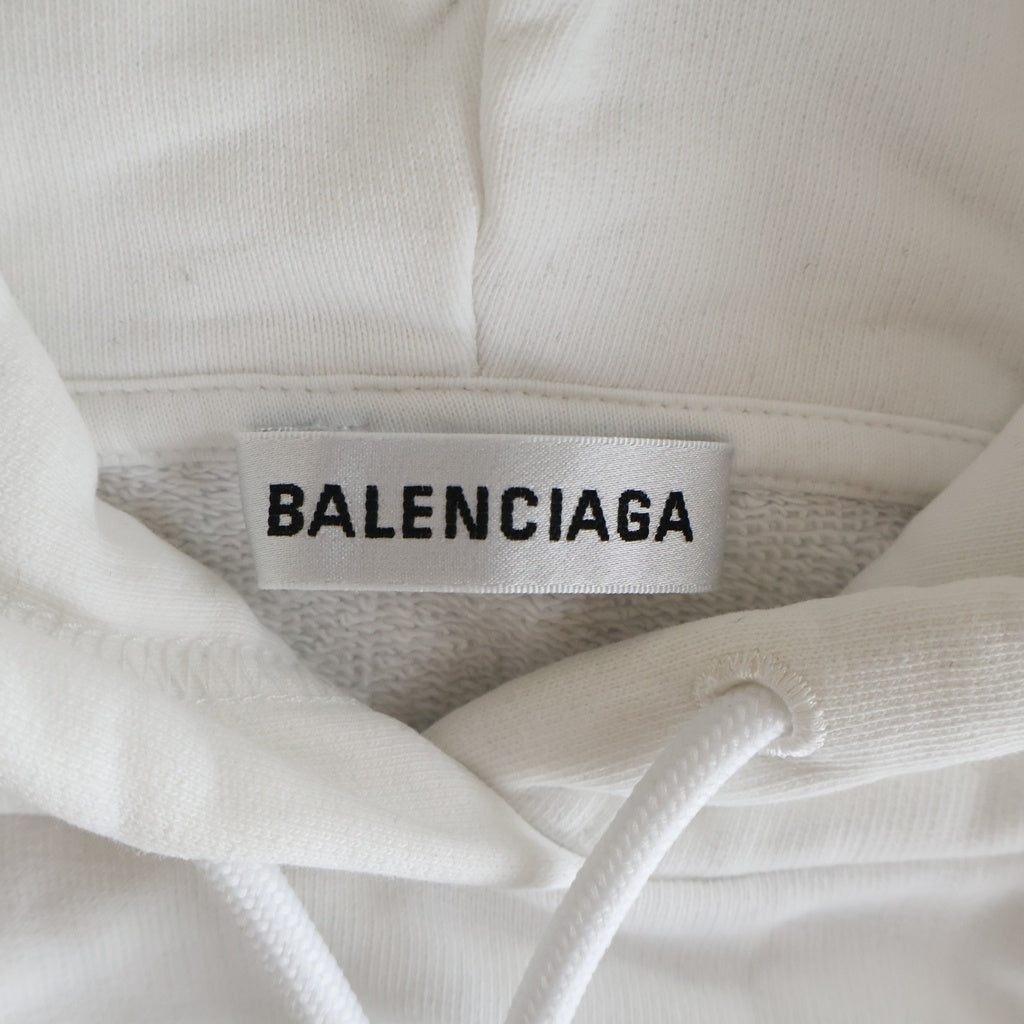 BALENCIAGA(バレンシアガ) バックロゴプリント スウェット プルオーバーパーカー ホワイト 556113 TAV37