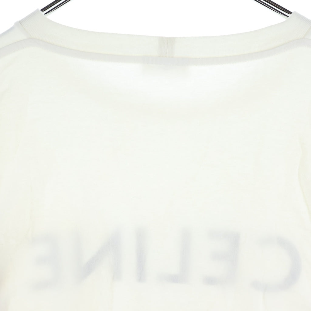 CELINE(セリーヌ) ロゴプリント コットン クロップド クルーネック 半袖Tシャツ カットソー ホワイト レディース 2X761671Q